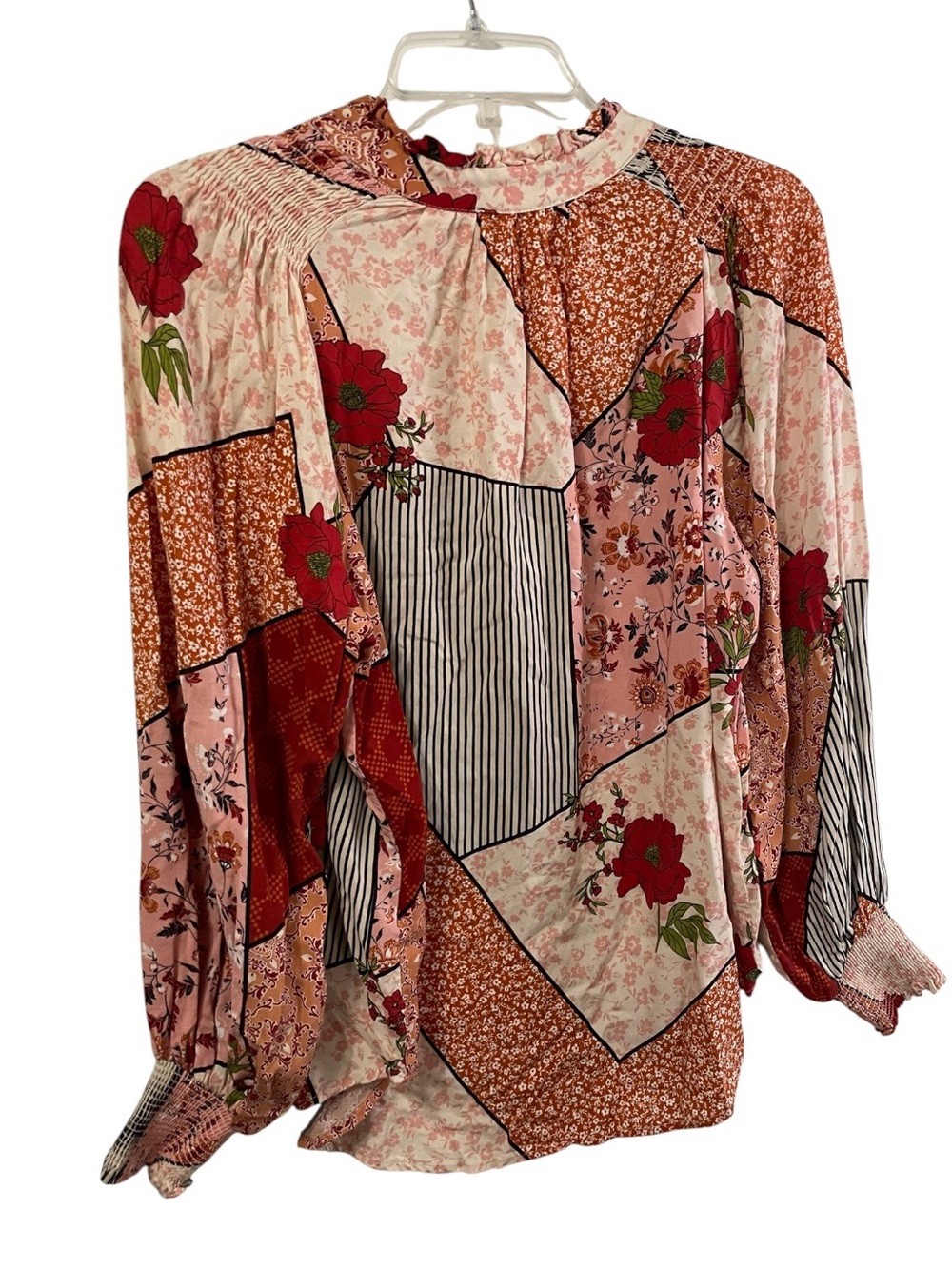 Fate The Sassari Kat Flower Blouse Patchwork Mix Print Boho Artsy Sz S View 6